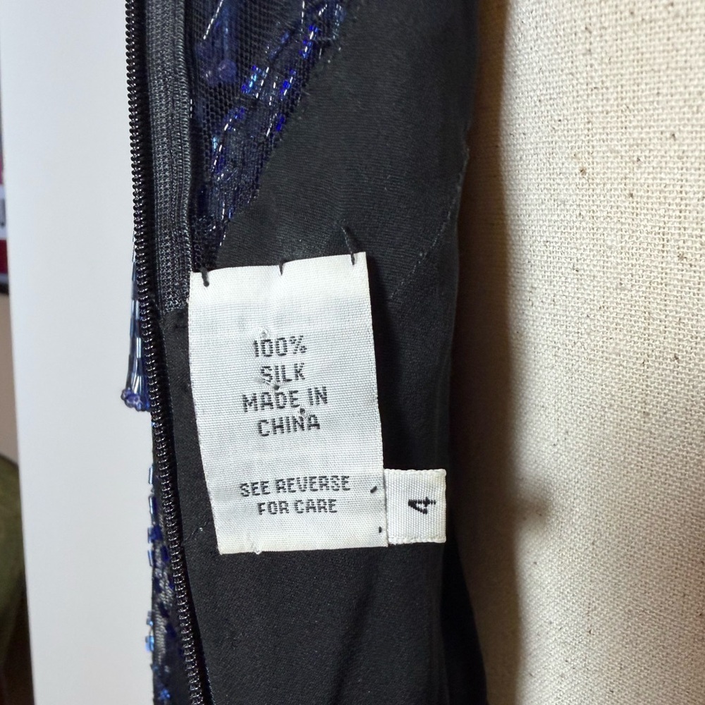 Vintage Lillie Rubin Embellished Cobalt Blue Silk Gown Size 4 - Picture 15 of 16